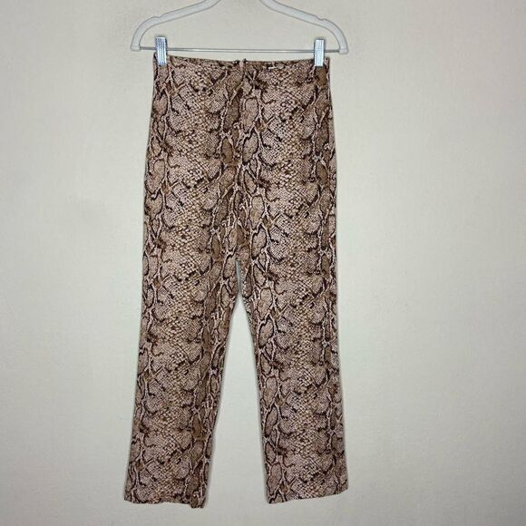 Reformation Marlon Brown Pants Sneak Print Ankle Cropped Size 0 - Picture 8 of 8